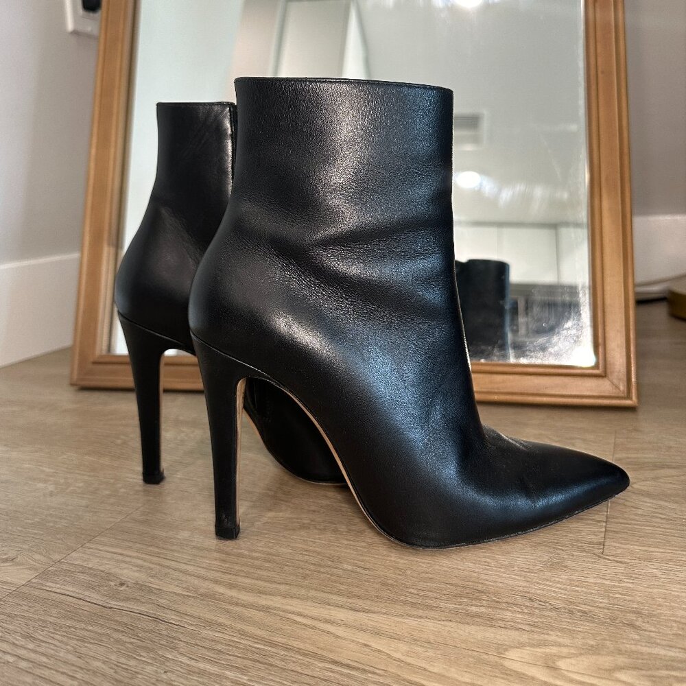 Alexa Chung Nappa Leather Pointed Toe Ankle Boots Black
